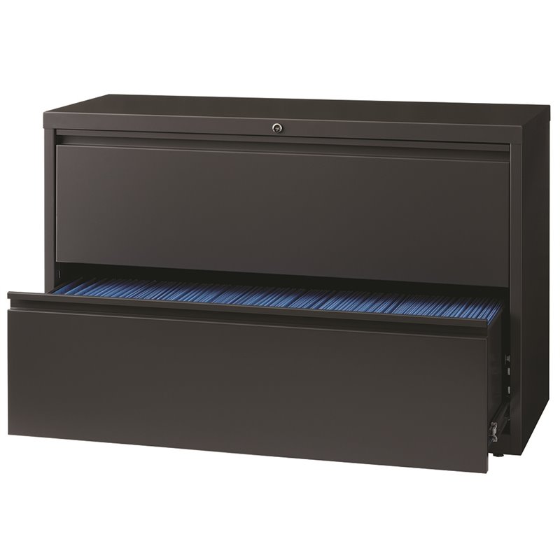Homesphere Furniture 42-in Wide Metal 2 Drawer Lateral File Cabinet in Charcoal