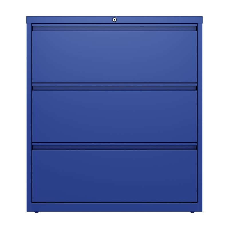 Homesphere Furniture 36-in Wide 3 Drawer Metal Lateral File Cabinet Classic Blue