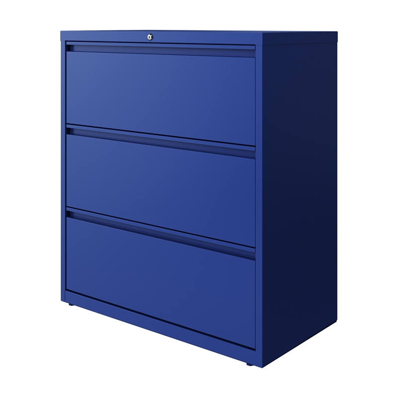Homesphere Furniture 36-in Wide 3 Drawer Metal Lateral File Cabinet Classic Blue