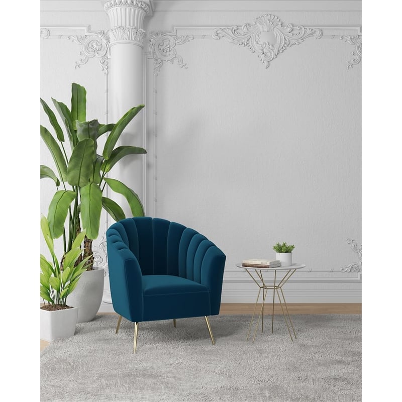 Homesphere Furniture Modern Velvet Accent Chair in Blue (Set of 2)