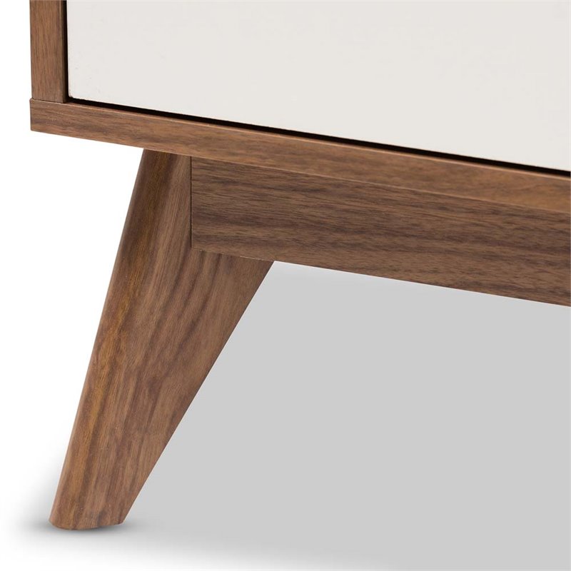 Homesphere Furniture 2 Drawer Nightstand in White and Walnut