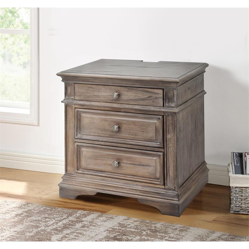 Homesphere Furniture Driftwood Gray Wood 3-drawer Nightstand