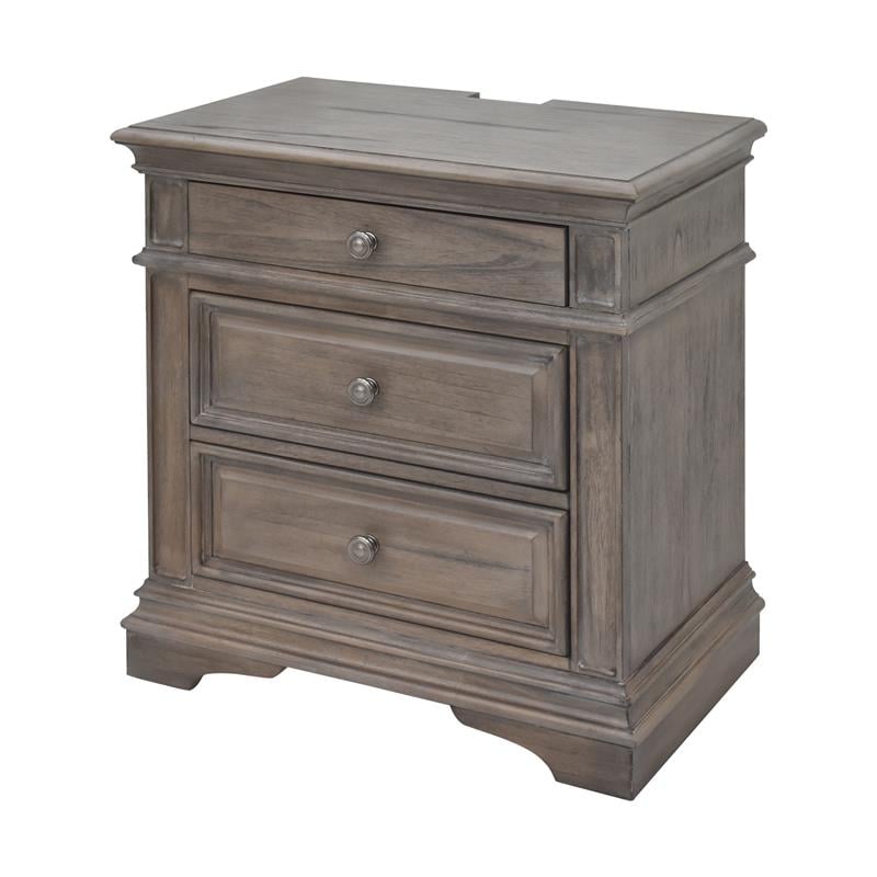 Homesphere Furniture Driftwood Gray Wood 3-drawer Nightstand