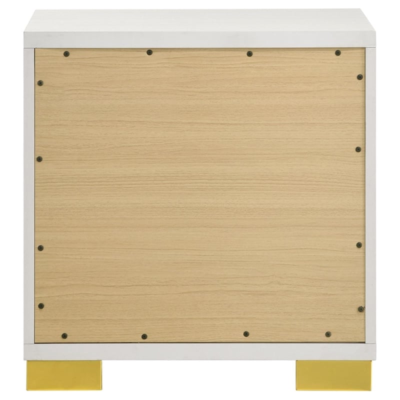 Homesphere Furniture 2-Drawer Elegant Contemporary Wood Nightstand in White/Gold