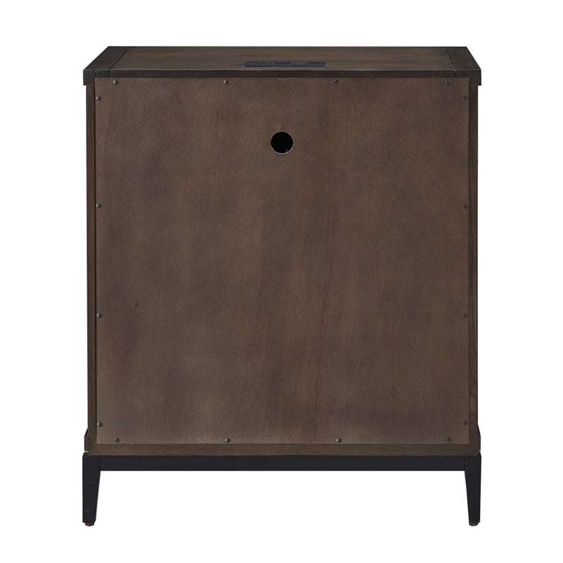 Homesphere Furniture Wood Nightstand Table w/ AC/USB - Coffee Bean/Black