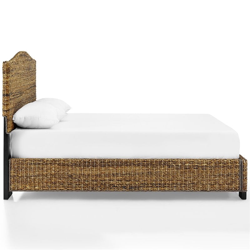 Homesphere Furniture Wood Queen Banana Leaf Panel Bed in Natural
