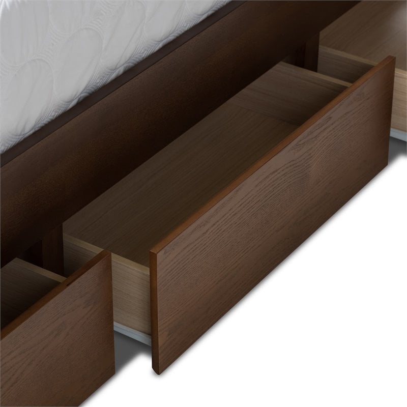 Homesphere Furniture Queen Spindle Storage Platform Bed in Walnut