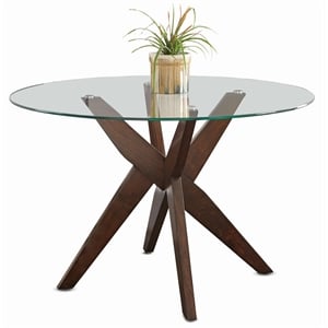 Homesphere Furniture 48&quot Round Glass Top Walnut Base Dining Table