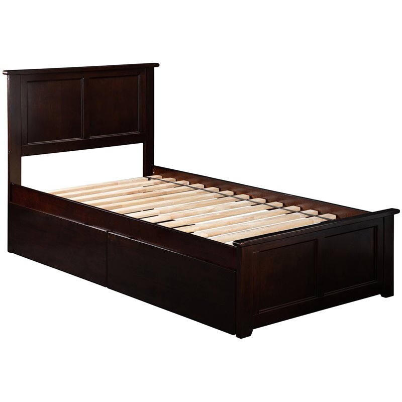 Homesphere Furniture Twin XL Platform Bed with Footboard & Drawers in Espresso