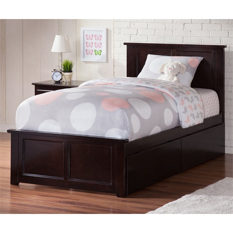 Homesphere Furniture Twin XL Platform Bed with Footboard & Drawers in Espresso