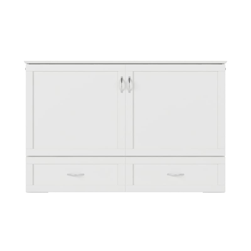 Homesphere Furniture Queen Wood Murphy Bed Chest with Built-In Charger - White
