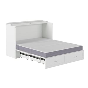 Homesphere Furniture Queen Wood Murphy Bed Chest with Built-In Charger - White