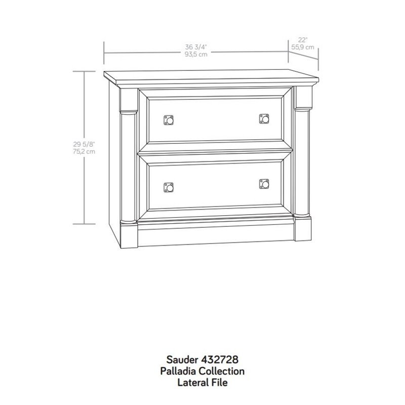 Homesphere Furniture Wood Filing Cabinet - Glacier Oak/Rosso Slate Accent