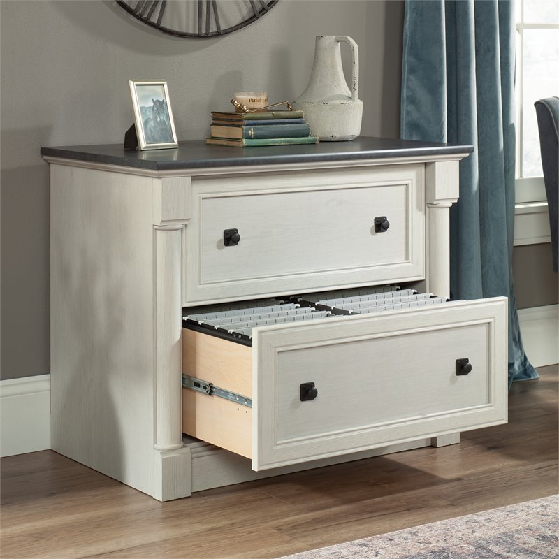 Homesphere Furniture Wood Filing Cabinet - Glacier Oak/Rosso Slate Accent