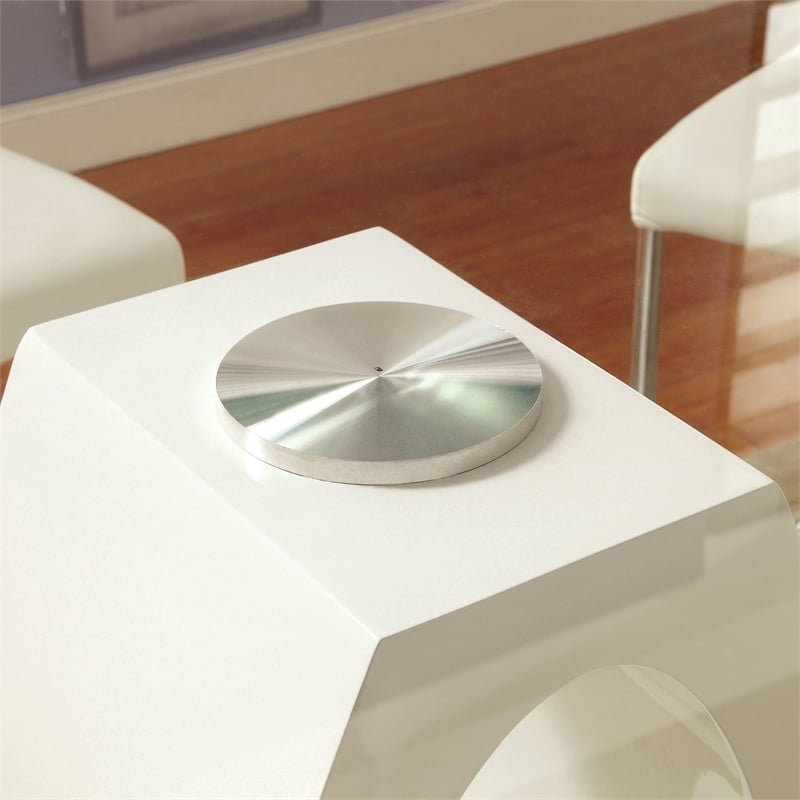 Homesphere Furniture Round Tempered Glass Top Dining Table in White