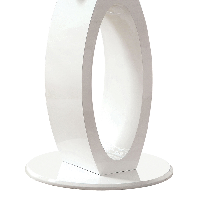 Homesphere Furniture Round Tempered Glass Top Dining Table in White