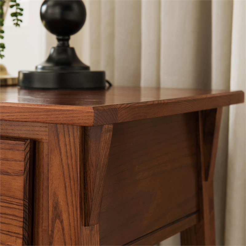 Homesphere Furniture 1 Drawer Solid Wood Nightstand in Russet Brown