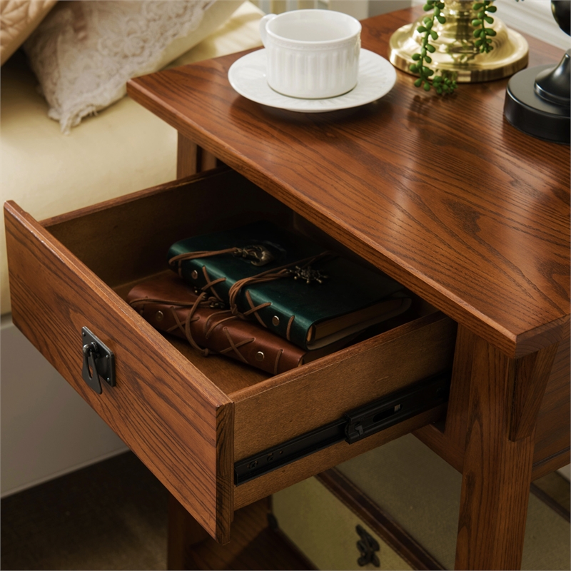 Homesphere Furniture 1 Drawer Solid Wood Nightstand in Russet Brown