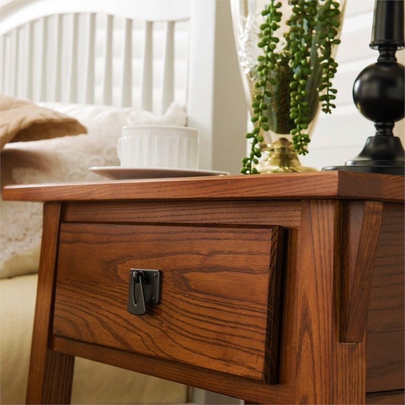 Homesphere Furniture 1 Drawer Solid Wood Nightstand in Russet Brown