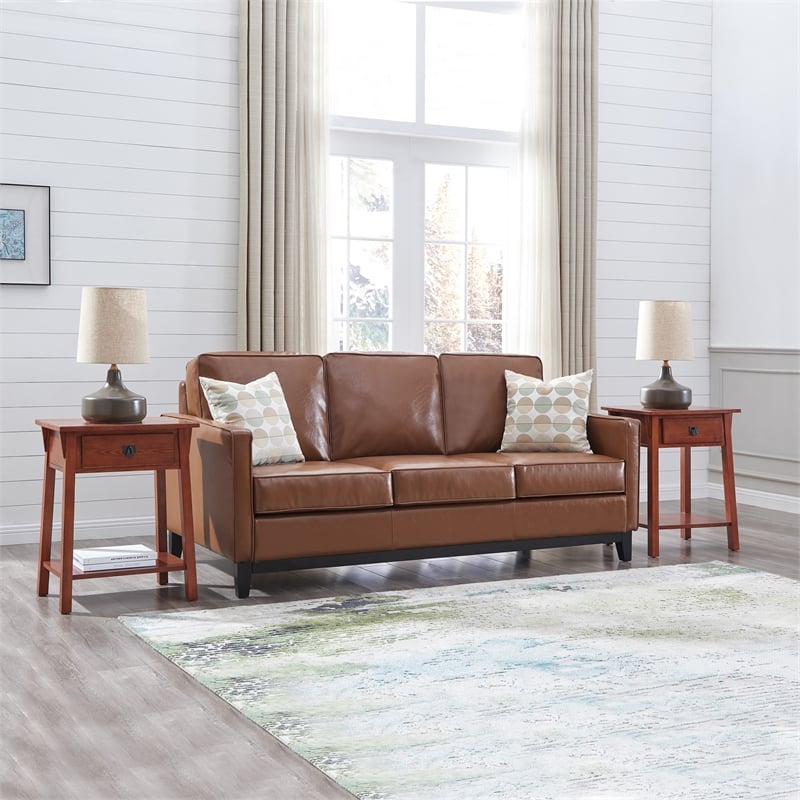 Homesphere Furniture 1 Drawer Solid Wood Nightstand in Russet Brown
