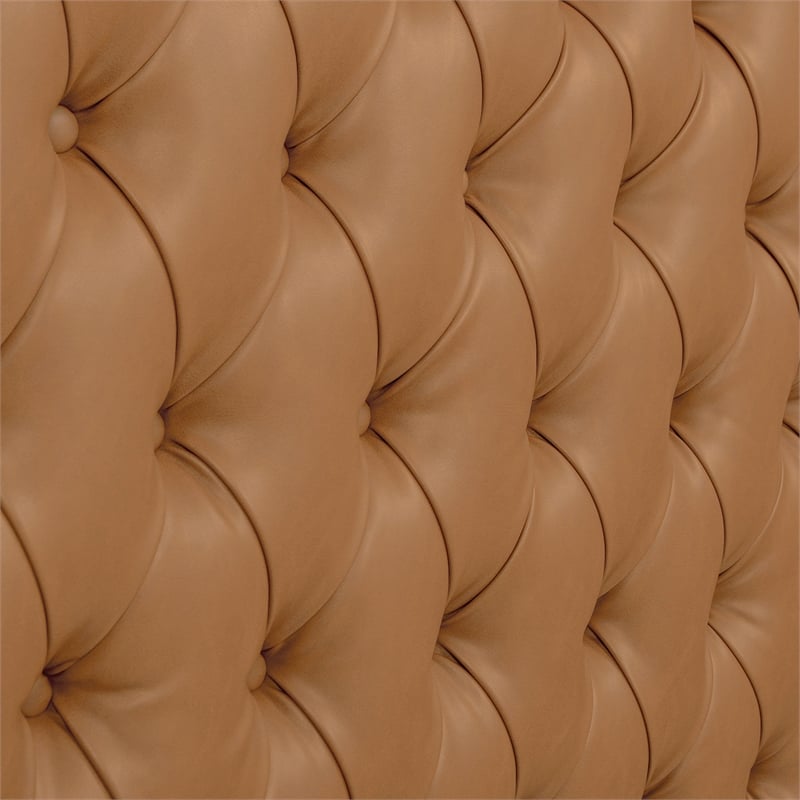 Homesphere Furniture Tufted Bed King Caramel Tan Brown Faux Leather