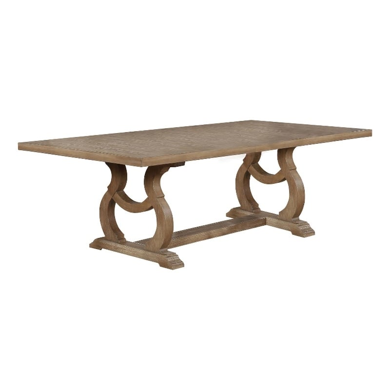 Homesphere Furniture Wood Cove Trestle Dining Table in Barley Brown