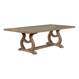 Homesphere Furniture Wood Cove Trestle Dining Table in Barley Brown