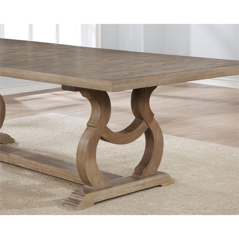 Homesphere Furniture Wood Cove Trestle Dining Table in Barley Brown