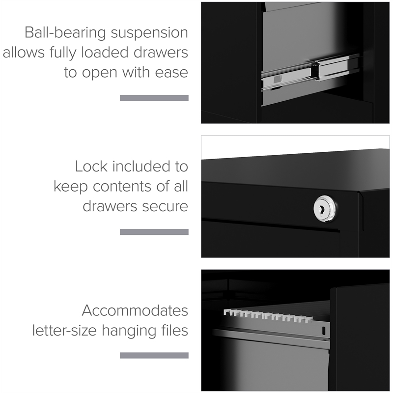 Homesphere Furniture Metal 4 Drawer Letter Width Vertical File Cabinet Black