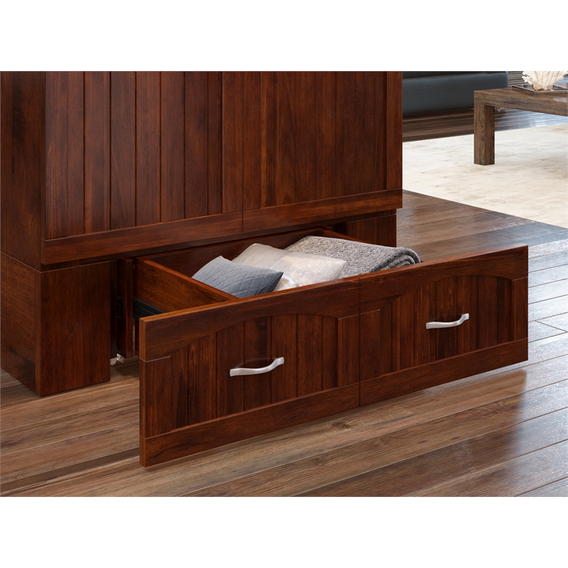 Homesphere Furniture Twin XL Murphy Bed Chest with Mattress in Walnut