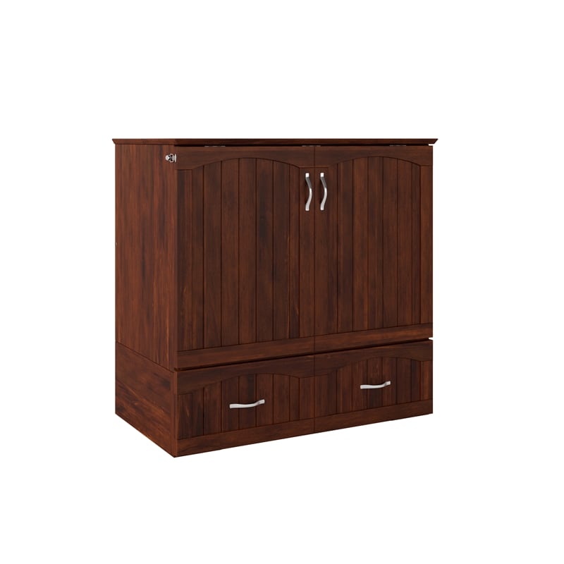 Homesphere Furniture Twin XL Murphy Bed Chest with Mattress in Walnut