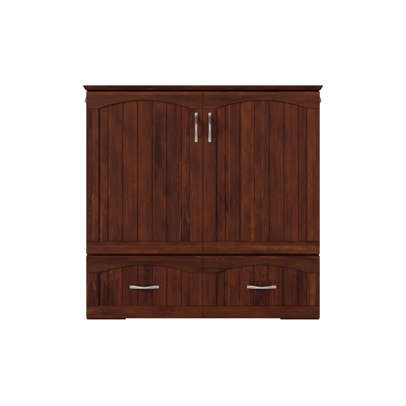 Homesphere Furniture Twin XL Murphy Bed Chest with Mattress in Walnut