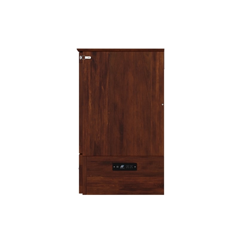 Homesphere Furniture Twin XL Murphy Bed Chest with Mattress in Walnut