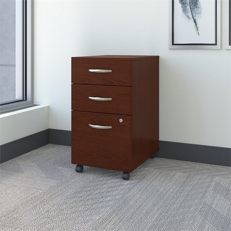 Homesphere Furniture 3 Drawer Assembled Mobile File Cabinet - Mahogany - Wood