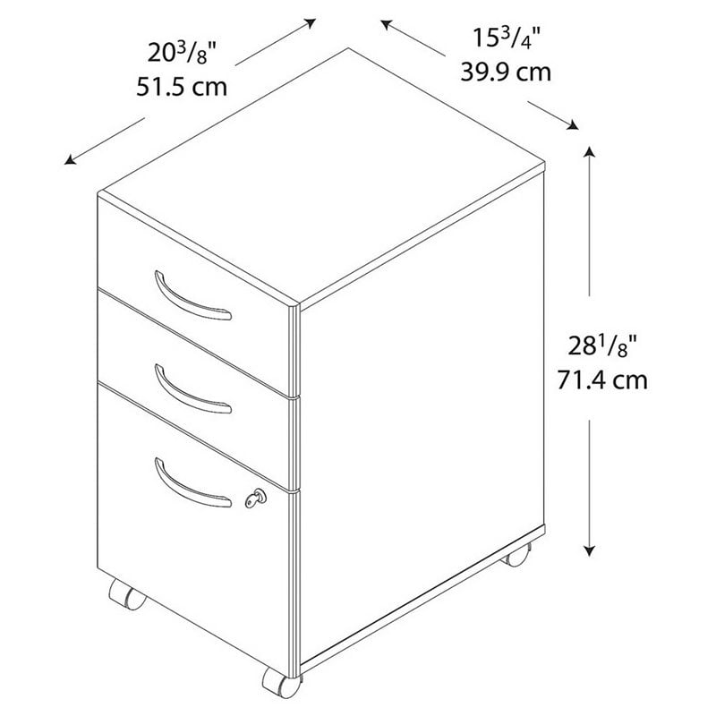 Homesphere Furniture 3 Drawer Assembled Mobile File Cabinet - Mahogany - Wood