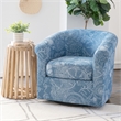 Homesphere Furniture Upholstered Swivel Club Chair - Blue Seashell Pattern