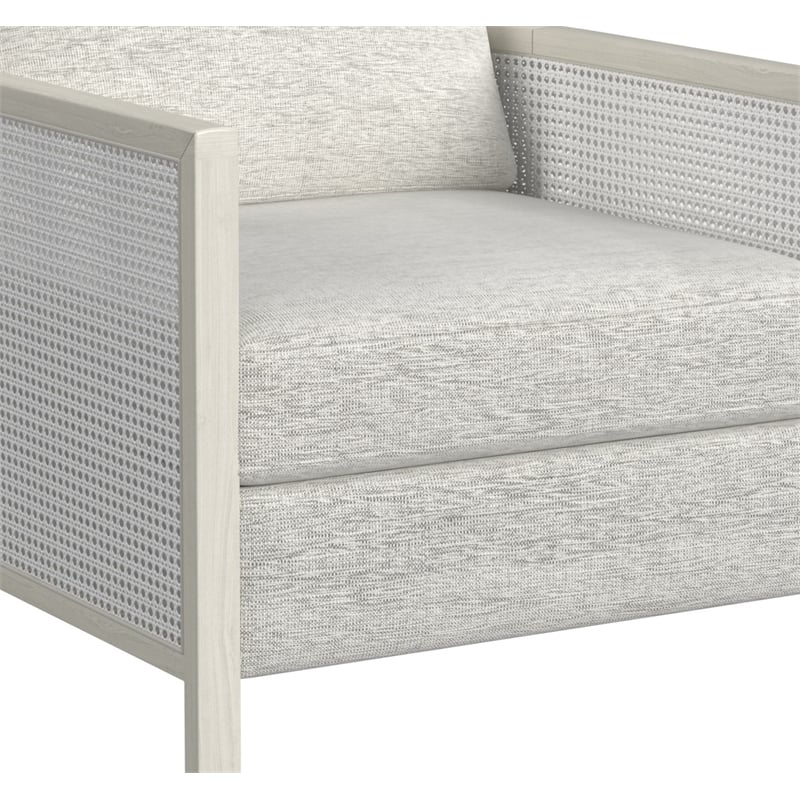 Homesphere Furniture Farmhouse Accent Chair - Hand Brushed White Wood and Fabric