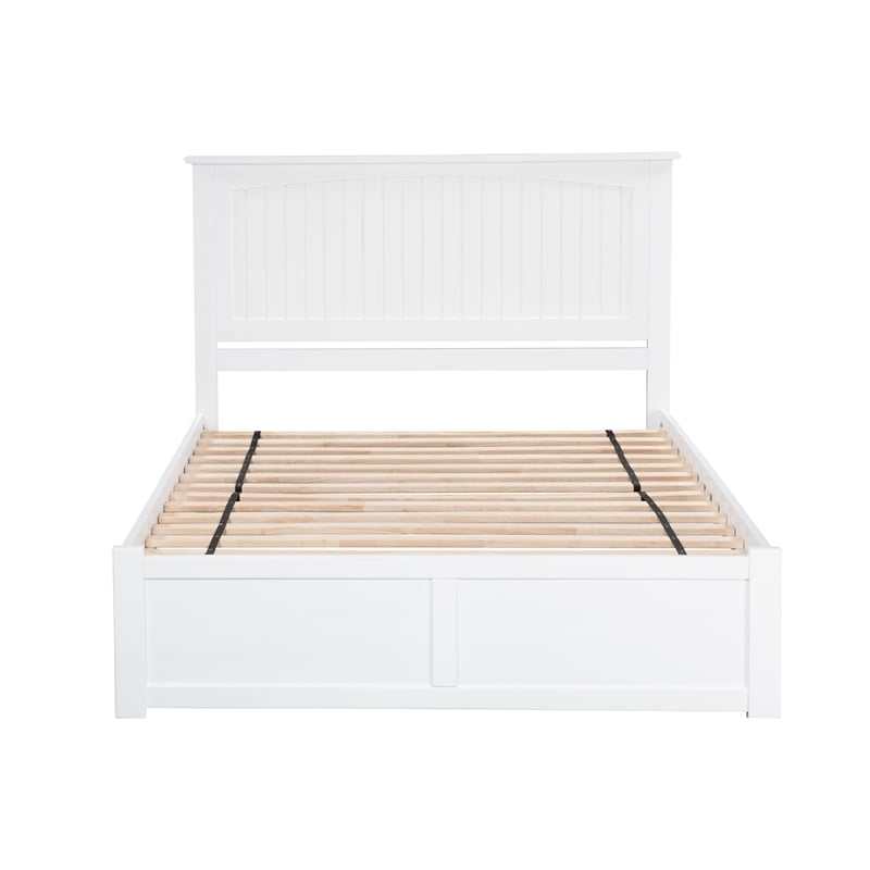 Homesphere Furniture King Platform Bed with Footboard & Storage Drawers in White
