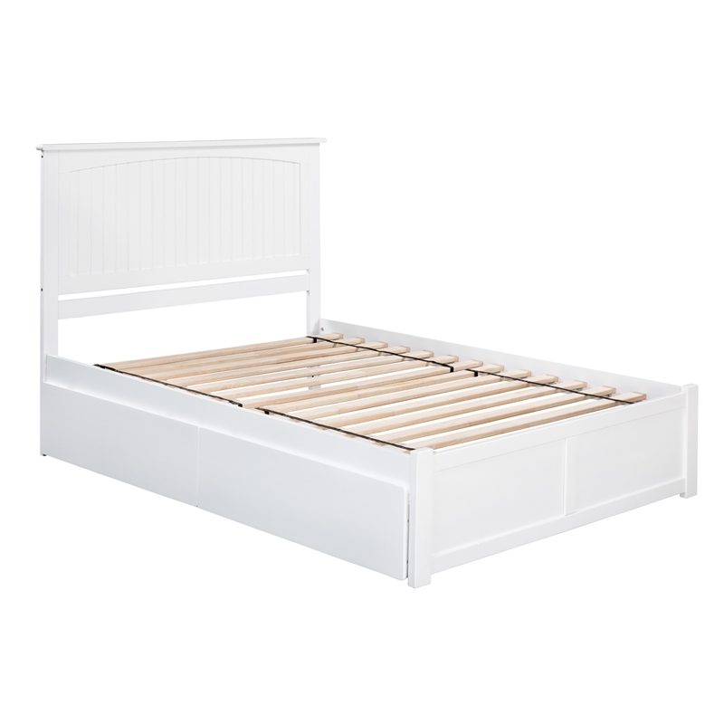 Homesphere Furniture King Platform Bed with Footboard & Storage Drawers in White