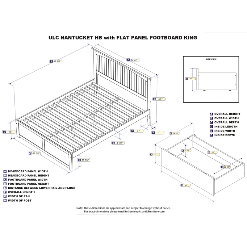 Homesphere Furniture King Platform Bed with Footboard & Storage Drawers in White
