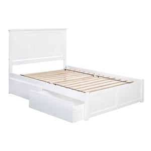 Homesphere Furniture King Platform Bed with Footboard & Storage Drawers in White