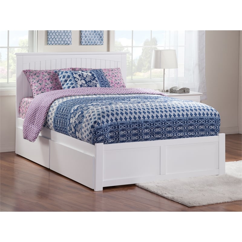 Homesphere Furniture King Platform Bed with Footboard & Storage Drawers in White