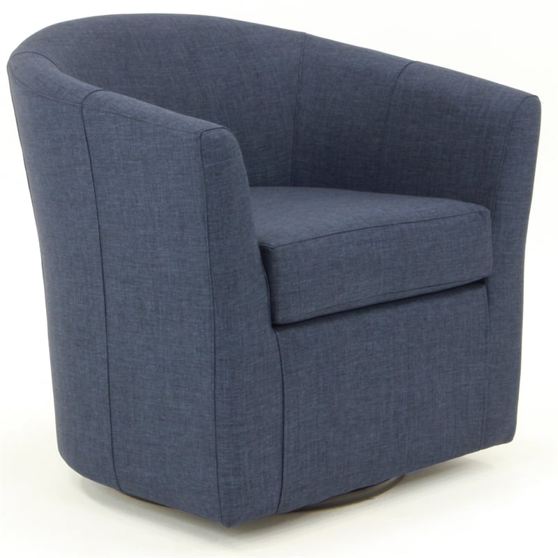 Homesphere Furniture Traditional Fabric Swivel Club Chair in Navy Blue