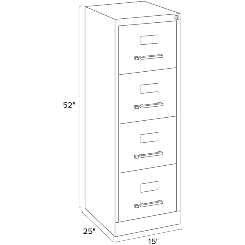 Homesphere Furniture 4 Drawer Letter Width Vertical File Cabinet Light Gray