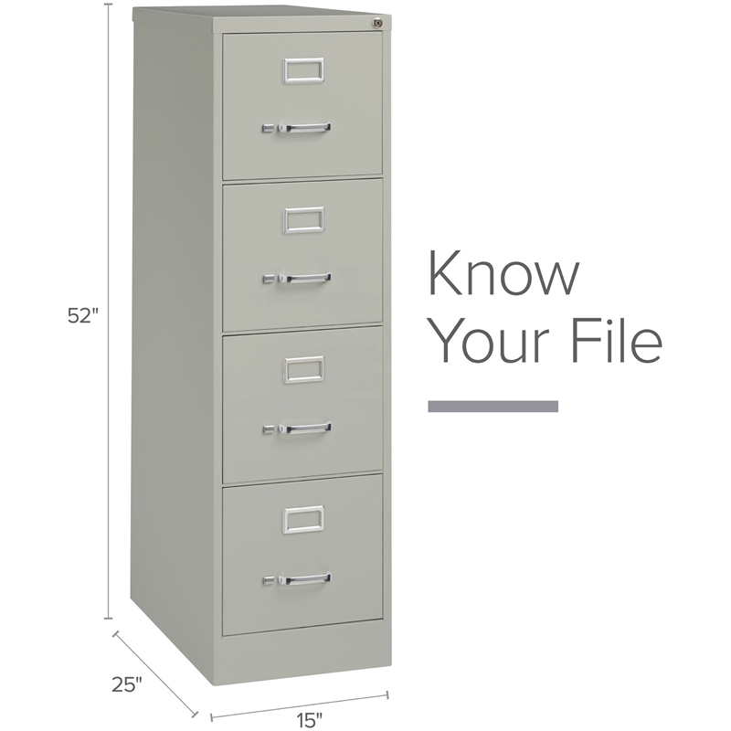 Homesphere Furniture 4 Drawer Letter Width Vertical File Cabinet Light Gray