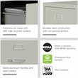 Homesphere Furniture 4 Drawer Letter Width Vertical File Cabinet Light Gray