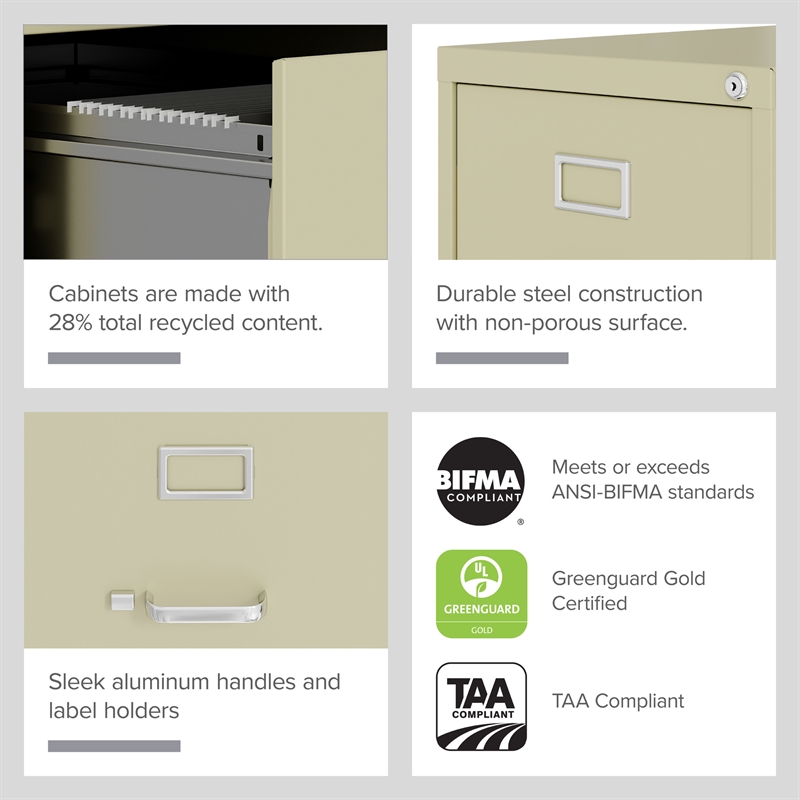 Homesphere Furniture 4 Drawer Letter Width Vertical File Cabinet Putty/Beige