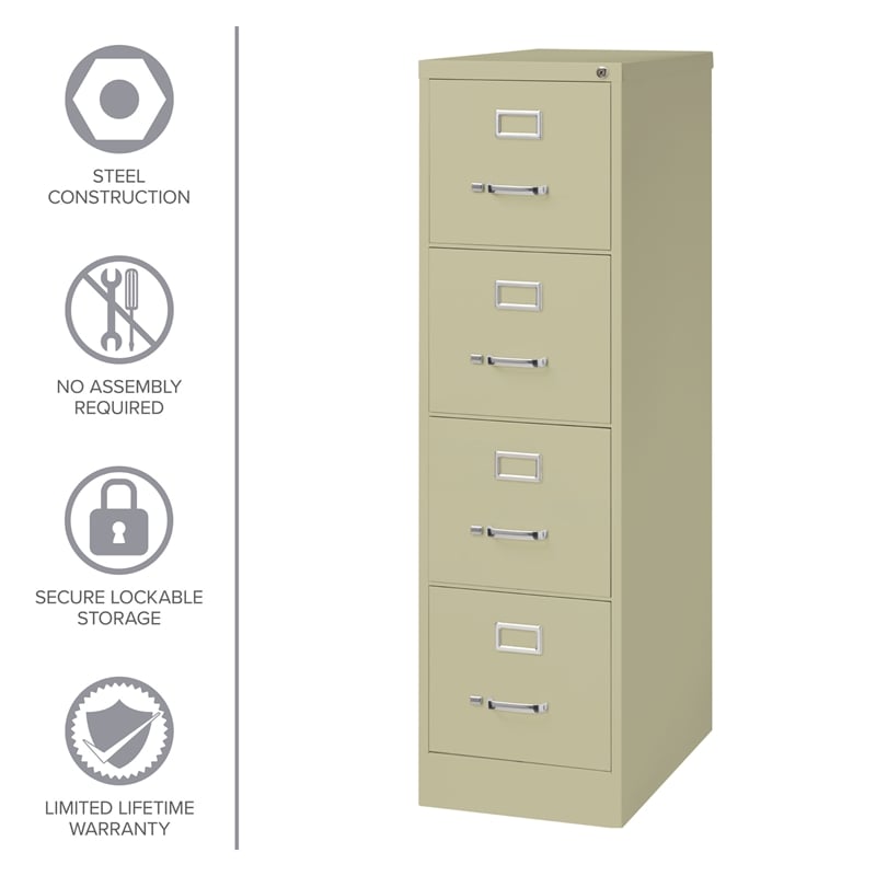Homesphere Furniture 4 Drawer Letter Width Vertical File Cabinet Putty/Beige