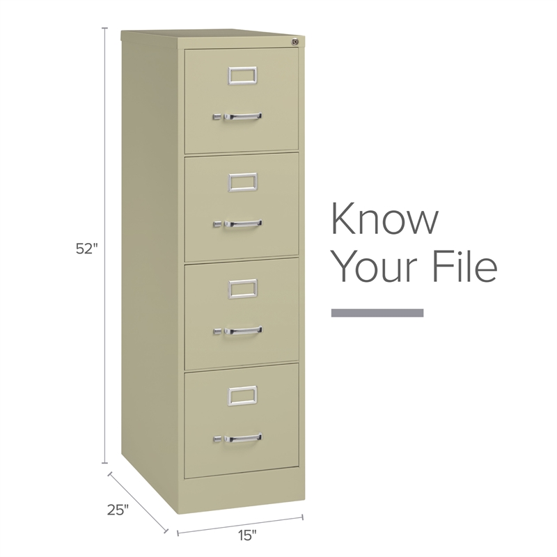 Homesphere Furniture 4 Drawer Letter Width Vertical File Cabinet Putty/Beige