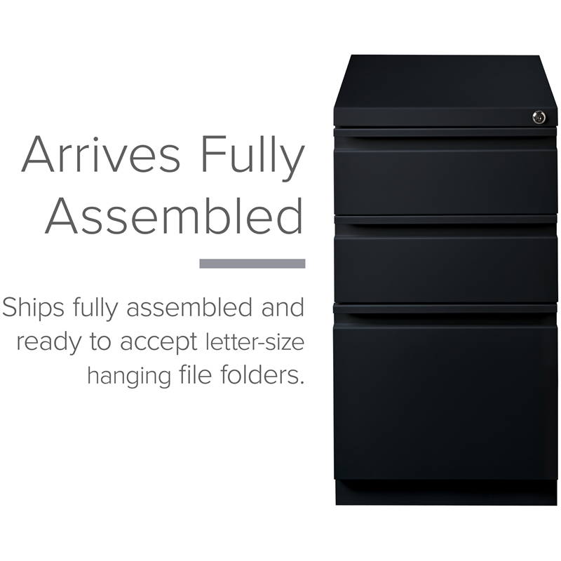 Homesphere Furniture Metal Mobile Pedestal File 3-Drawer Box/File - Black